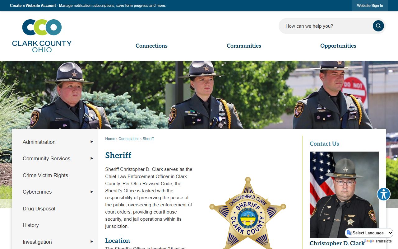 Clark County sheriff page for jail and inmate records